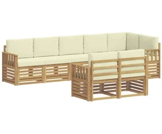 Lauko sofos komplektas 8 pcs Balta ir kreminė