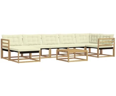 Lauko sofos komplektas 8 pcs Balta ir kreminė