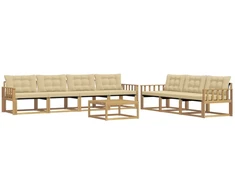 Lauko sofos komplektas 8 pcs Balta ir kreminė