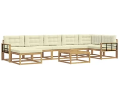 Lauko sofos komplektas 8 pcs Balta ir kreminė