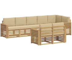 Lauko sofos komplektas 8 pcs Balta ir kreminė