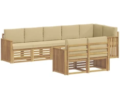 Lauko sofos komplektas 8 pcs Balta ir kreminė