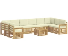 Lauko sofos komplektas 8 pcs Balta ir kreminė 59 x 59 x 37 cm
