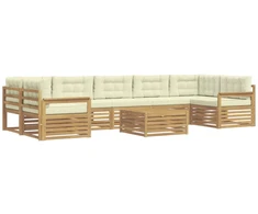 Lauko sofos komplektas 8 pcs Balta ir kreminė