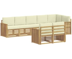 Lauko sofos komplektas 8 pcs Balta ir kreminė
