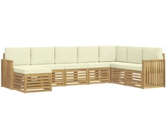 Lauko sofos komplektas 8 pcs Balta ir kreminė