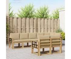Lauko sofos komplektas 8 pcs Balta ir kreminė Poliesteris