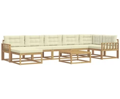 Lauko sofos komplektas 8 pcs Balta ir kreminė