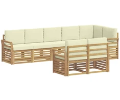 Lauko sofos komplektas 8 pcs Balta ir kreminė