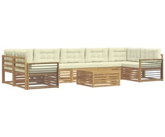 Lauko sofos komplektas 8 pcs Balta ir kreminė
