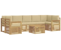 Lauko sofos komplektas 8 pcs Balta ir kreminė Poliesteris