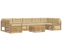 Lauko sofos komplektas 8 pcs Balta ir kreminė