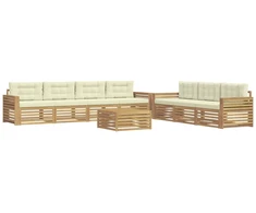 Lauko sofos komplektas 8 pcs Balta ir kreminė