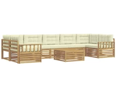 Lauko sofos komplektas 8 pcs Balta ir kreminė