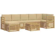 Lauko sofos komplektas 8 pcs Balta ir kreminė 59 x 59 x 37 cm