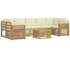 Lauko sofos komplektas 8 pcs Balta ir kreminė Poliesteris