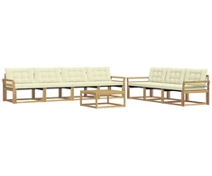 Lauko sofos komplektas 8 pcs Balta ir kreminė