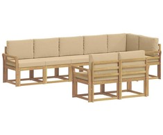 Lauko sofos komplektas 8 pcs Balta ir kreminė Poliesteris