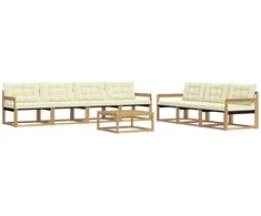 Lauko sofos komplektas 8 pcs Balta ir kreminė