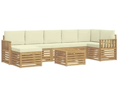 Lauko sofos komplektas 8 pcs Balta ir kreminė 59 x 59 x 37 cm