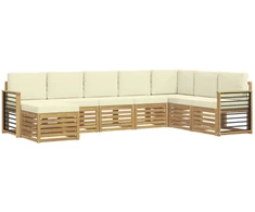 Lauko sofos komplektas 8 pcs Balta ir kreminė