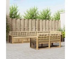 Lauko sofos komplektas 8 pcs Balta ir kreminė Poliesteris