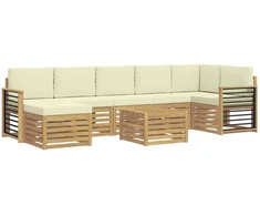 Lauko sofos komplektas 8 pcs Balta ir kreminė 59 x 59 x 37 cm