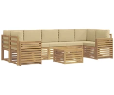 Lauko sofos komplektas 8 pcs Balta ir kreminė Poliesteris