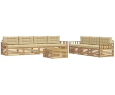 Lauko sofos komplektas 8 pcs Balta ir kreminė 79 x 79 x 37 cm