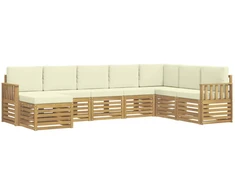Lauko sofos komplektas 8 pcs Balta ir kreminė