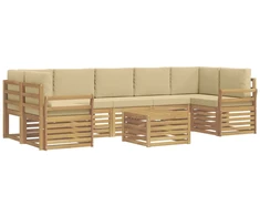 Lauko sofos komplektas 8 pcs Balta ir kreminė Poliesteris