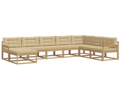 Lauko sofos komplektas 8 pcs Balta ir kreminė