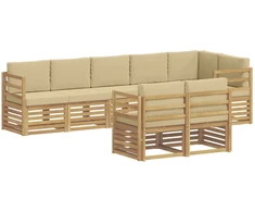 Lauko sofos komplektas 8 pcs Balta ir kreminė