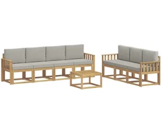 Lauko sofos komplektas 8 pcs Balta ir šviesiai pilka