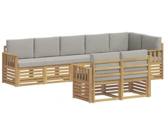 Lauko sofos komplektas 8 pcs Balta ir šviesiai pilka