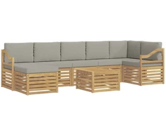 Lauko sofos komplektas 8 pcs Balta ir šviesiai pilka