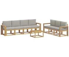 Lauko sofos komplektas 8 pcs Balta ir šviesiai pilka