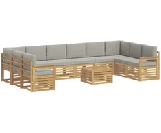 Lauko sofos komplektas 8 pcs Balta ir šviesiai pilka