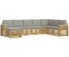 Lauko sofos komplektas 8 pcs Balta ir šviesiai pilka