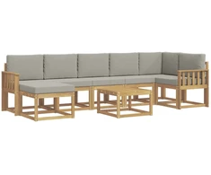 Lauko sofos komplektas 8 pcs Balta ir šviesiai pilka