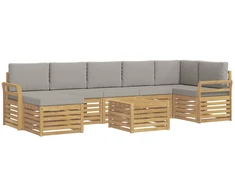 Lauko sofos komplektas 8 pcs Balta ir šviesiai pilka