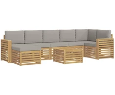 Lauko sofos komplektas 8 pcs Balta ir šviesiai pilka