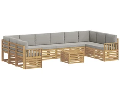 Lauko sofos komplektas 8 pcs Balta ir šviesiai pilka