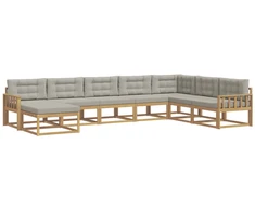 Lauko sofos komplektas 8 pcs Balta ir šviesiai pilka