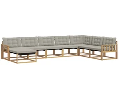 Lauko sofos komplektas 8 pcs Balta ir šviesiai pilka