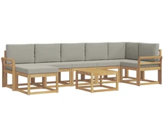 Lauko sofos komplektas 8 pcs Balta ir šviesiai pilka