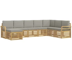 Lauko sofos komplektas 8 pcs Balta ir šviesiai pilka