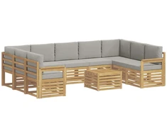 Lauko sofos komplektas 8 pcs Balta ir šviesiai pilka