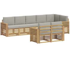 Lauko sofos komplektas 8 pcs Balta ir šviesiai pilka