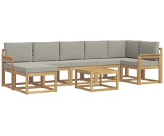 Lauko sofos komplektas 8 vnt. Balta ir šviesiai pilka